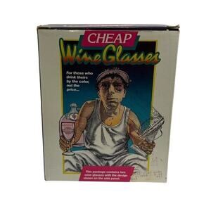 Vintage Cheap Wine Glasses ~ Novelty White Zinfandel In Box, RARE!!